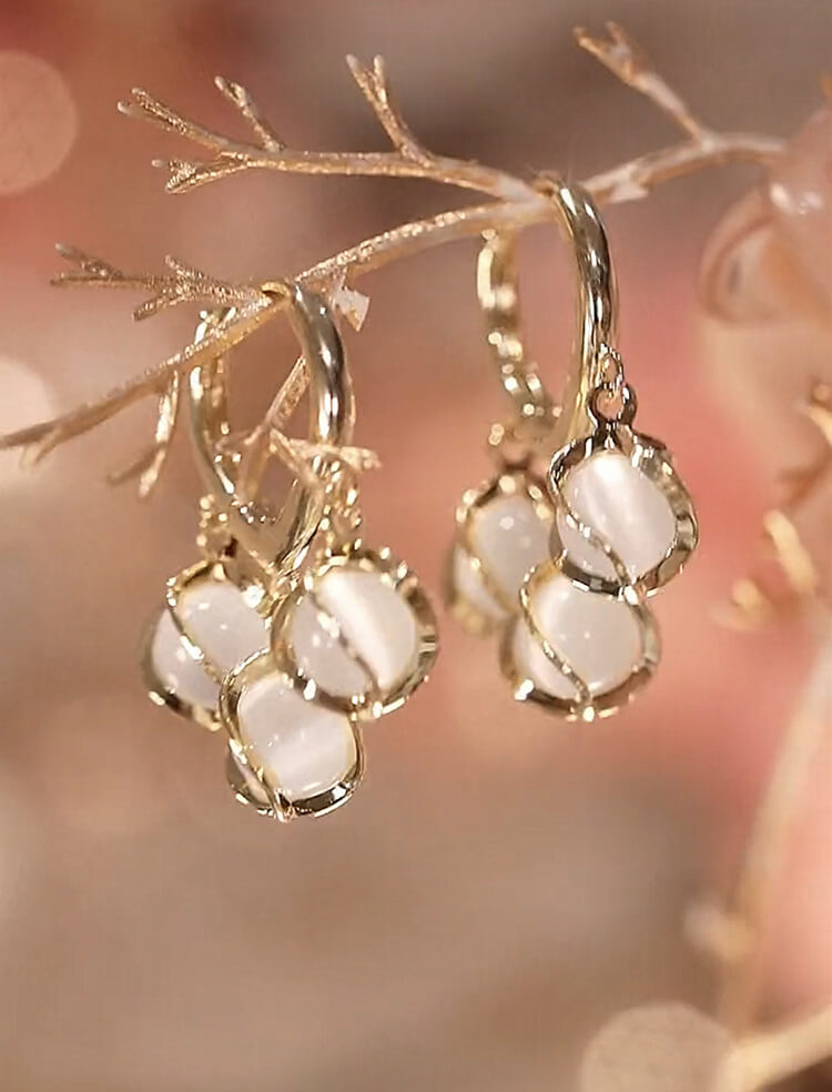 Aretes de Aro con Cristal y Flor de Orquídea